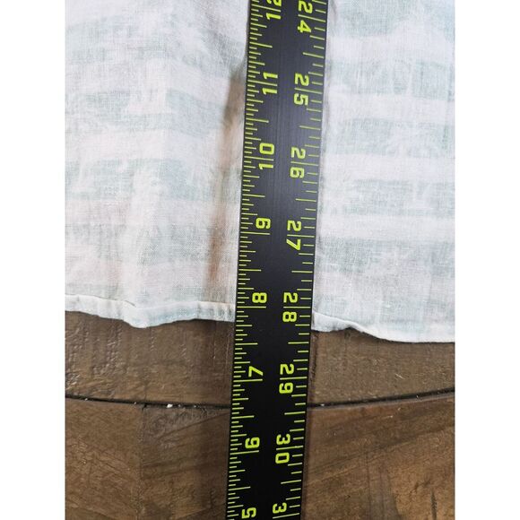 Southern Tide Men's White & Green Palm Tree All Over‎ Pattern Linen Blend Button - Picture 7 of 8